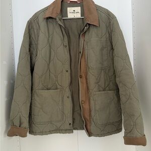The Normal Brand Olive Quilted Jacket with Brown Accents